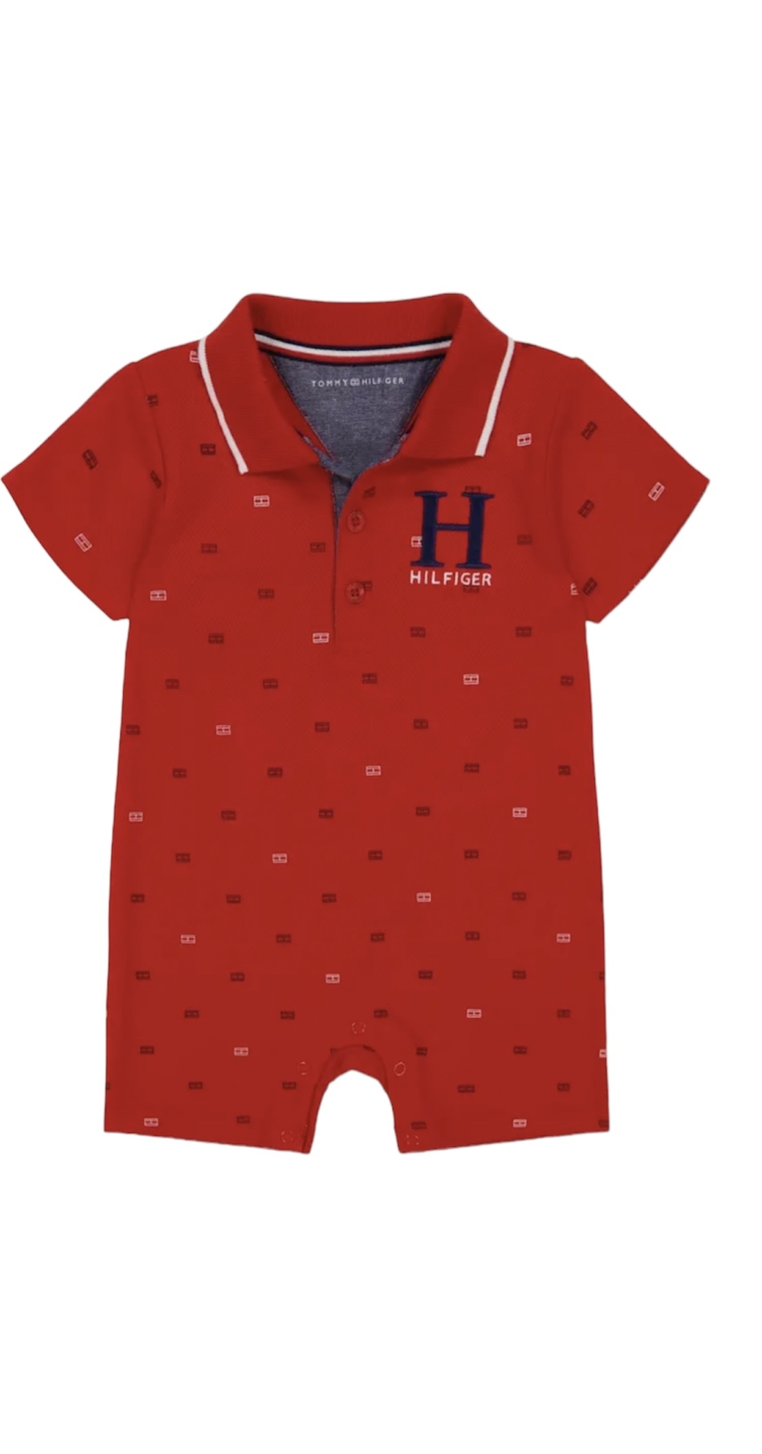 אוברול Tommy Hilfiger בייבי פולו אדום שרוול קצר