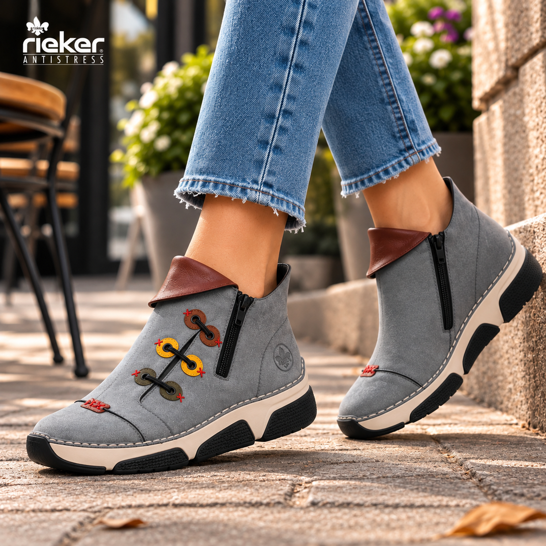 מגפון נוחות לנשים עם מדרס נשלף RIEKER שירי 45983-14