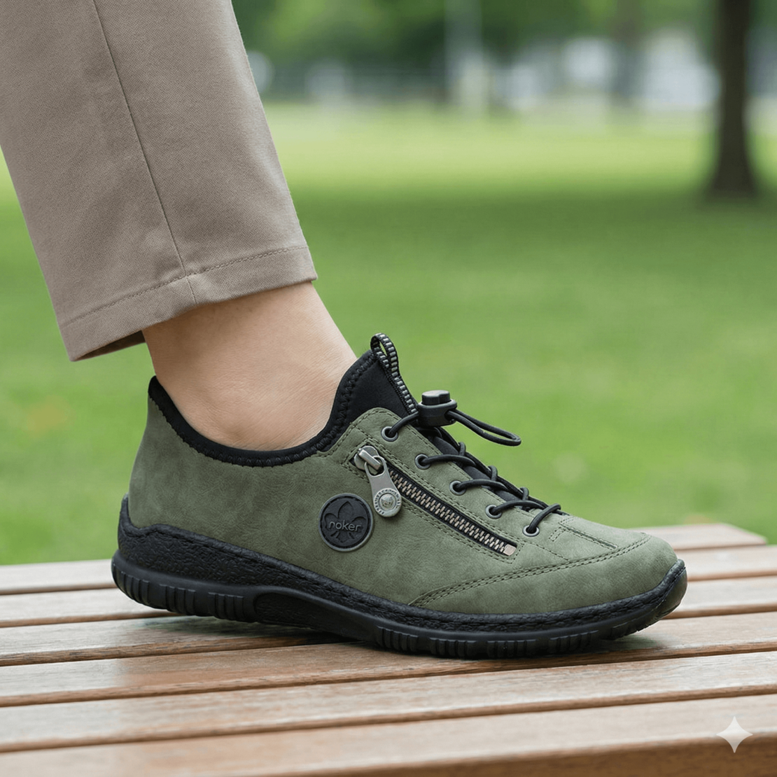 נעל הליכה Rieker עור נובוק זית N3267-54