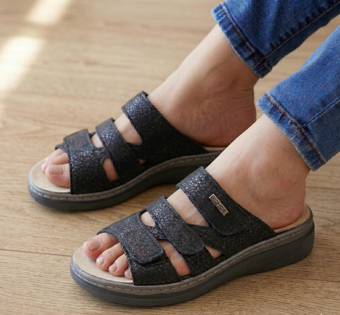 ROHDE כפכף נוחות 3 סקוטשים מדרס נשלף  5221-90 שחור