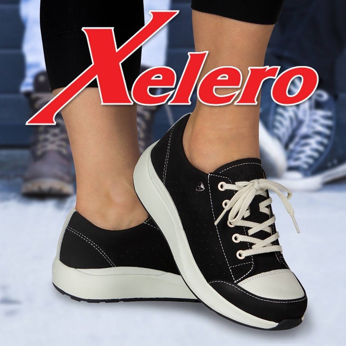 Xelero סניקרס נשים אופנתיות ואורטופדיות דגם היידי שחור משולב