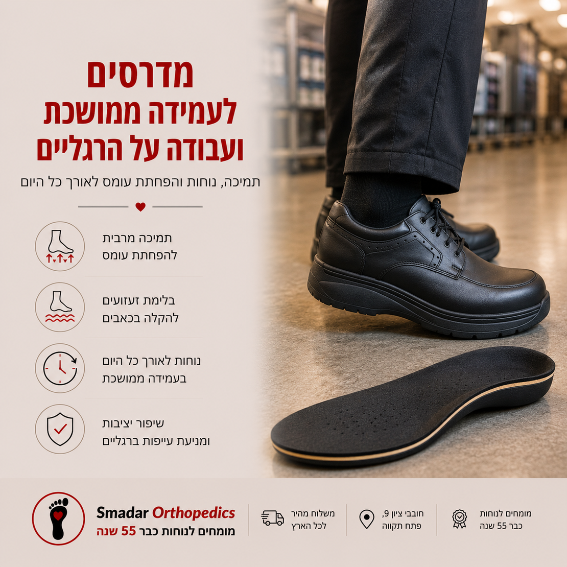 880 מדרסים לעמידה ממושכת ולעבודה על הרגליים - נוחות ותמיכה לאורך כל היום