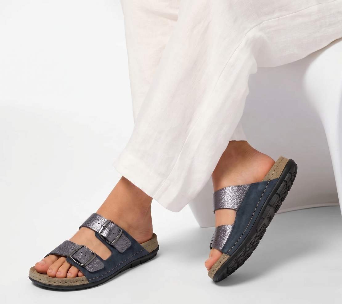 SOFTFLEX כפכף נוחות 2 אבזמים 2626 - כחול/פיוטר