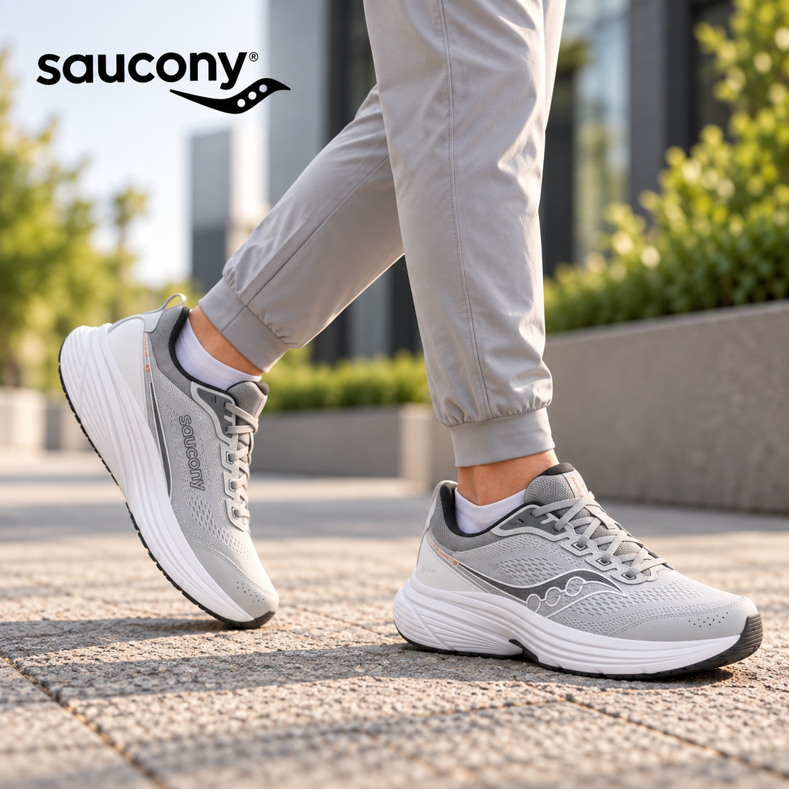 נעלי ריצה והליכה לגברים Saucony Cohesion 19 - ריכוך VERSARUN אפור