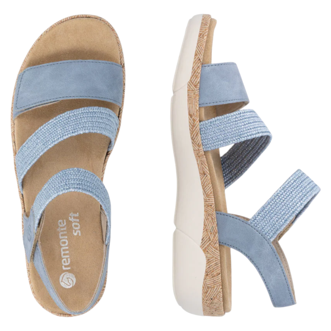 סנדל נשים נוח עם רצועות מתכווננות Remonte R6861-12 | מבית ריקר - ג'ינס