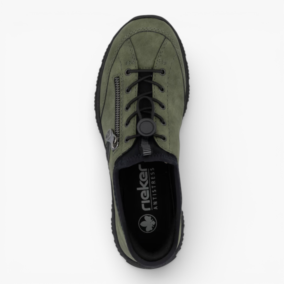 נעל הליכה Rieker עור נובוק זית N3267-54