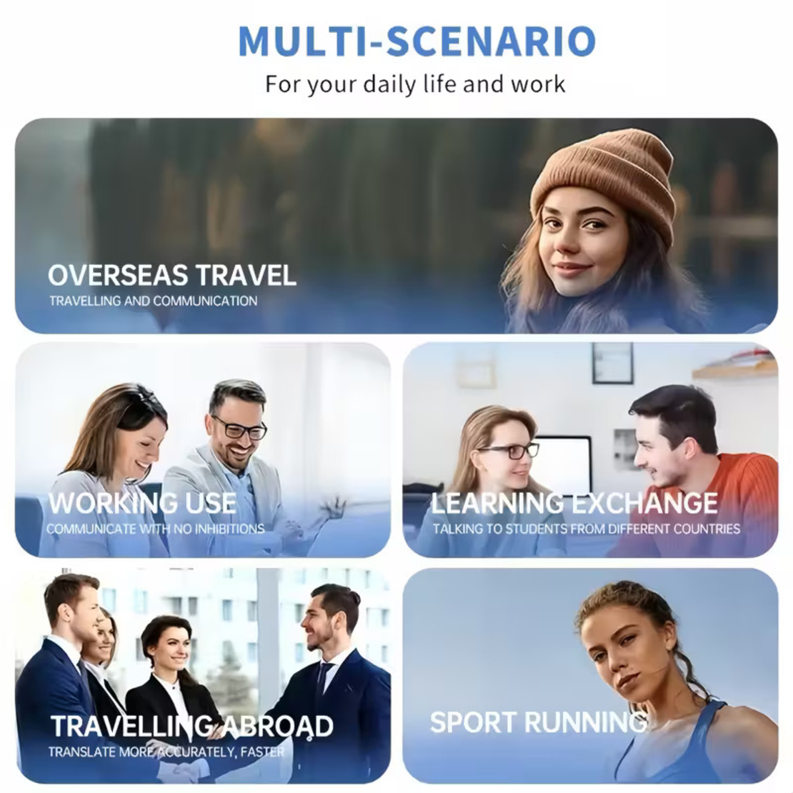 NEW SENYANG - אוזניות תרגום AI בזמן אמת - שחור