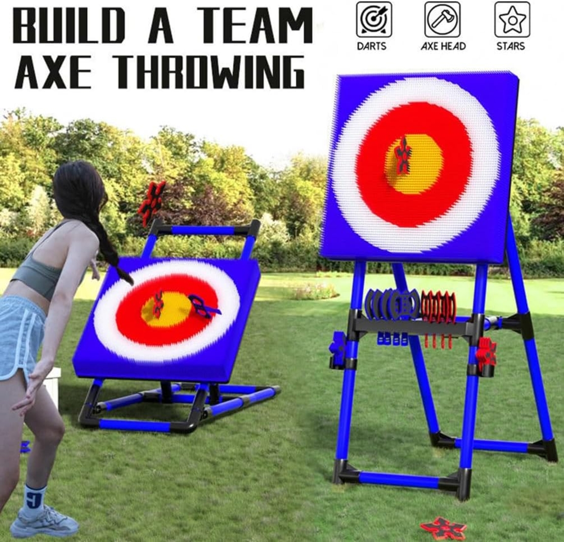 סט קליעה “Target Pro” – לוח מטרה גדול עם גרזנים וכוכבי קליעה