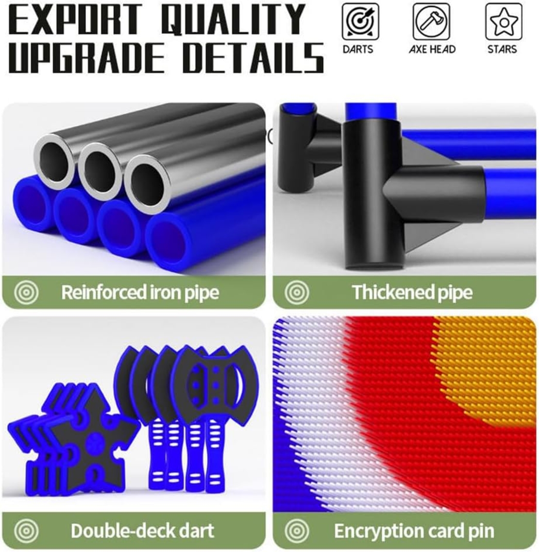 סט קליעה “Target Pro” – לוח מטרה גדול עם גרזנים וכוכבי קליעה