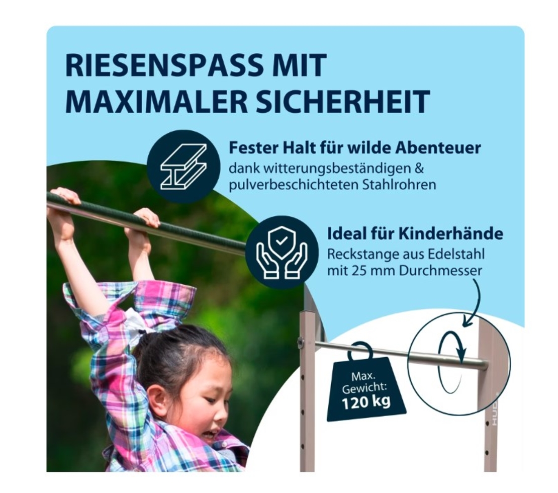 בר התעמלות אופקי יחיד לחצר HUDORA – מתקן מתח איכותי ועמיד לכל המשפחה