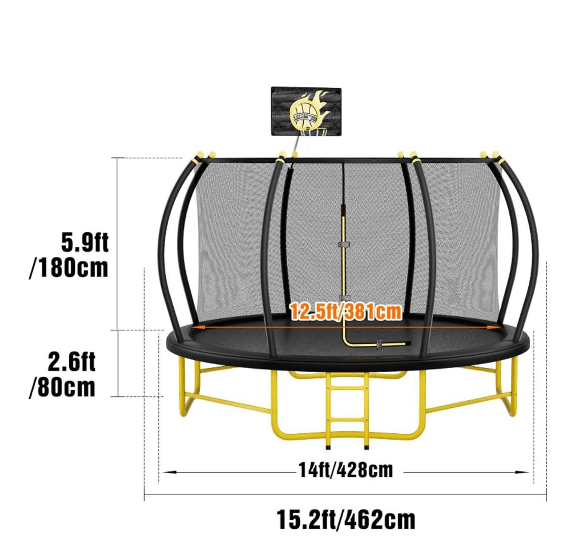 טרמפולינה 4.2 מ׳ (14 פיט) AMIGO – טרמפולינה מקצועית ובטיחותית לחצר