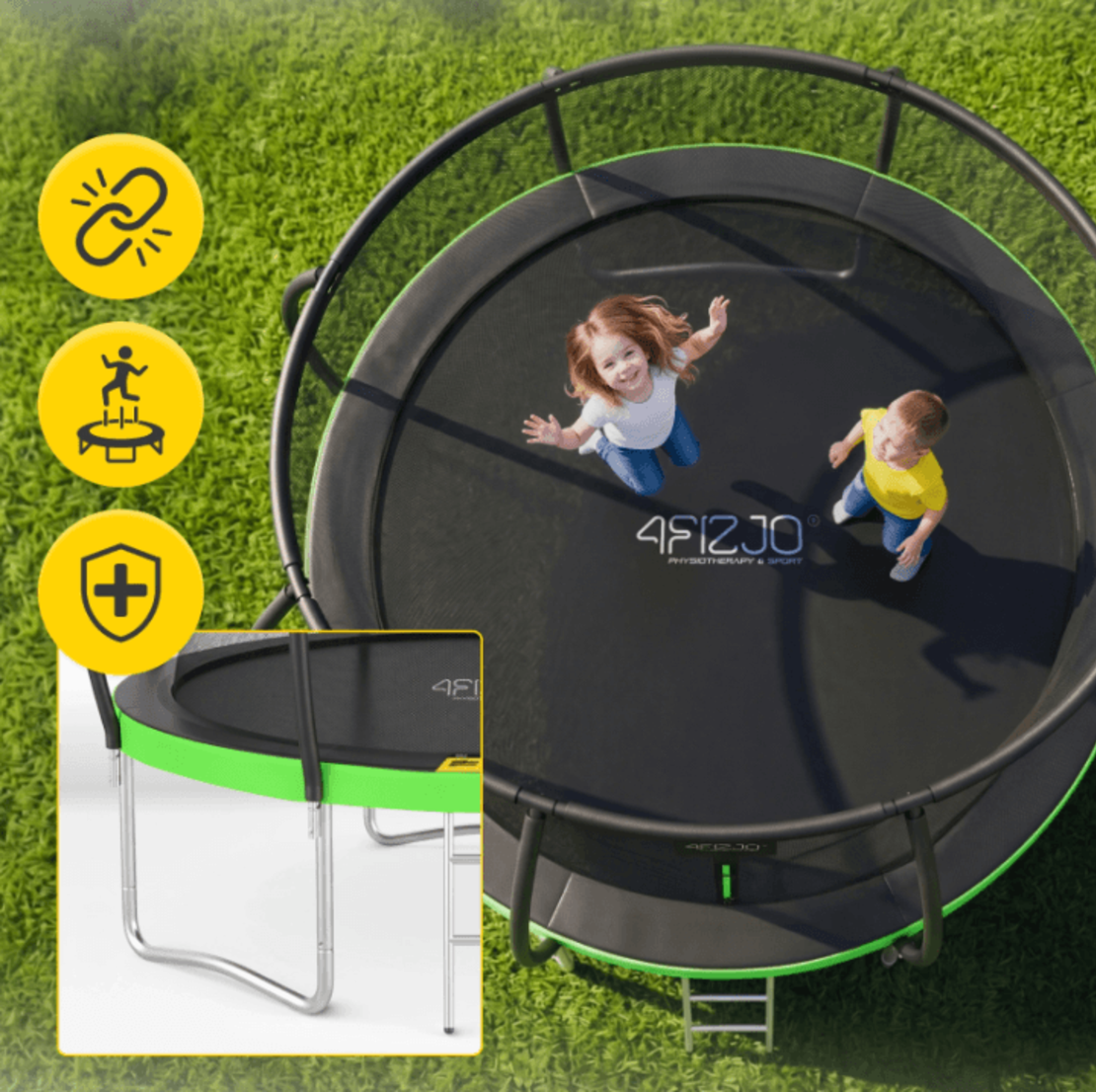 טרמפולינה 3 מטר (10FT) 4FIZJO ירוקה
