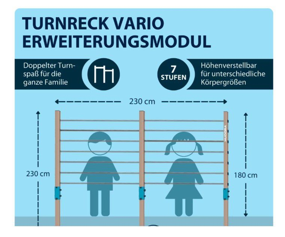 בר התעמלות אופקי כפול HUDORA – מתקן מתח כפול לחצר