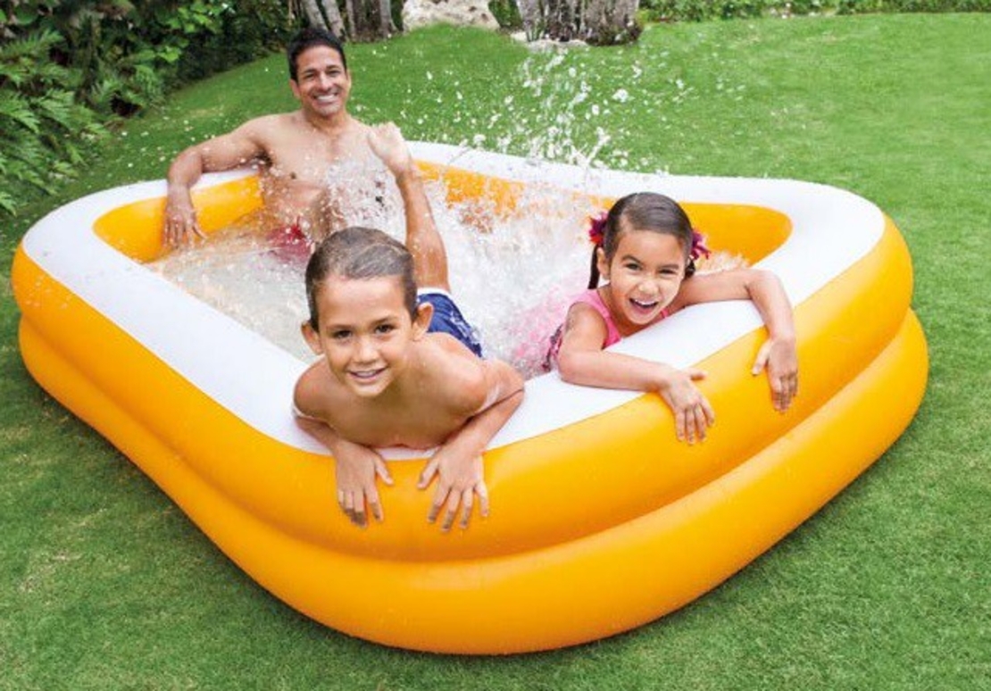 💛 בריכה מלבנית מתנפחת INTEX – צהובה 229×147 ס