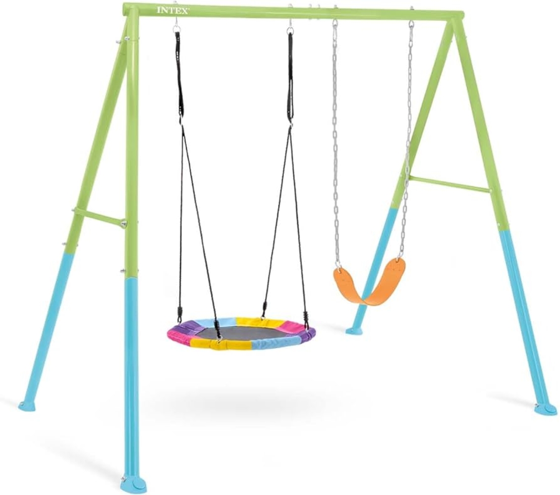נדנדת חצר עם מושב צלחת צבעוני ומושב גמיש מבית INTEX – דגם 44125
