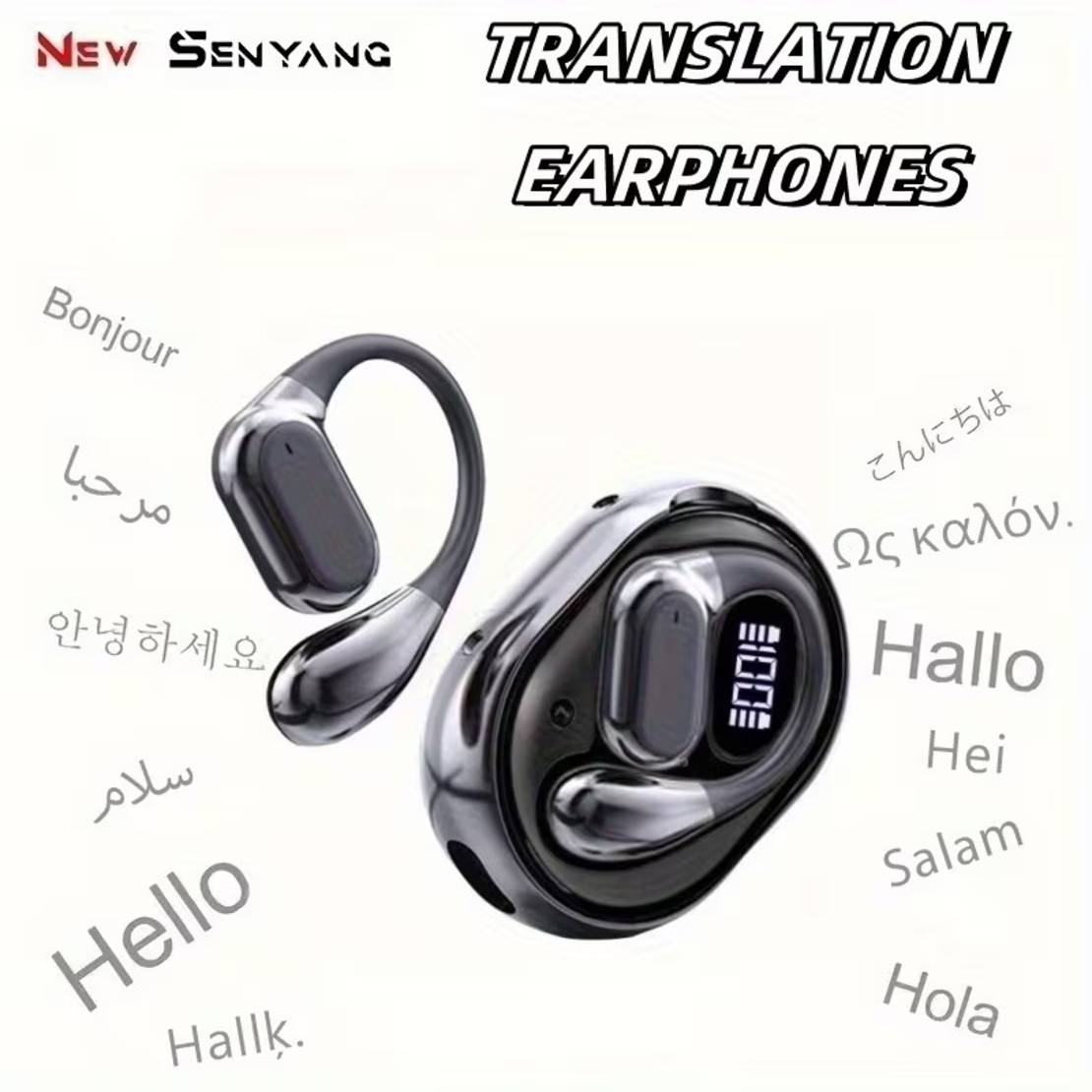 NEW SENYANG - אוזניות תרגום AI בזמן אמת - שחור