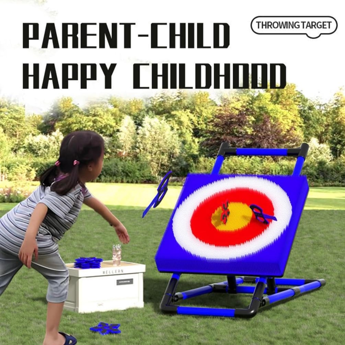 סט קליעה “Target Pro” – לוח מטרה גדול עם גרזנים וכוכבי קליעה