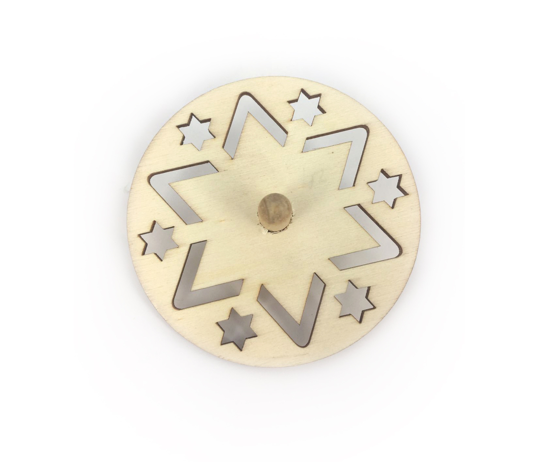 סביבון עץ דגם מגן דוד חלול 1/20