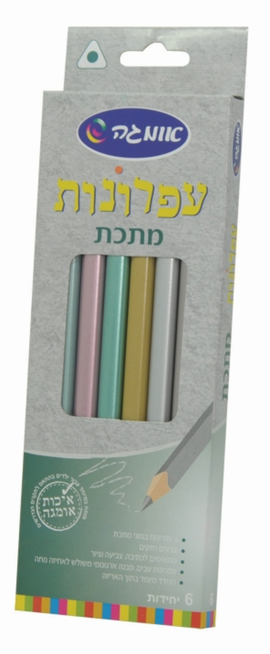 6 עפרונות מתכת משולשים עבים