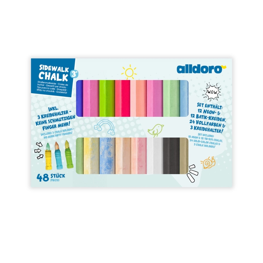 ערכת 48 גירי מדרכה כולל 3 מחזיקים של alldoro