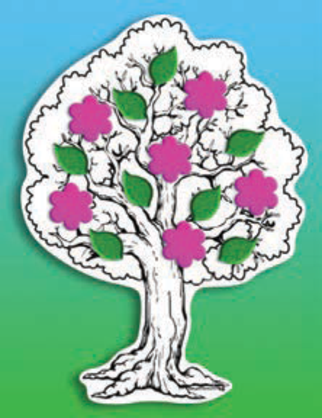 יצירה עץ שקדיה עם פרחים ועלים מסול 36 יחידות