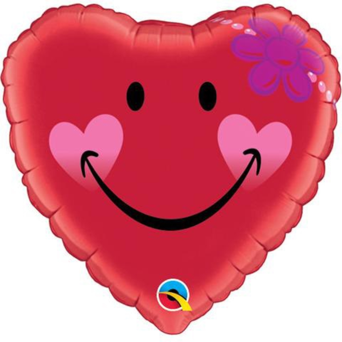 Smiley Heart with Dimples Helium Balloon