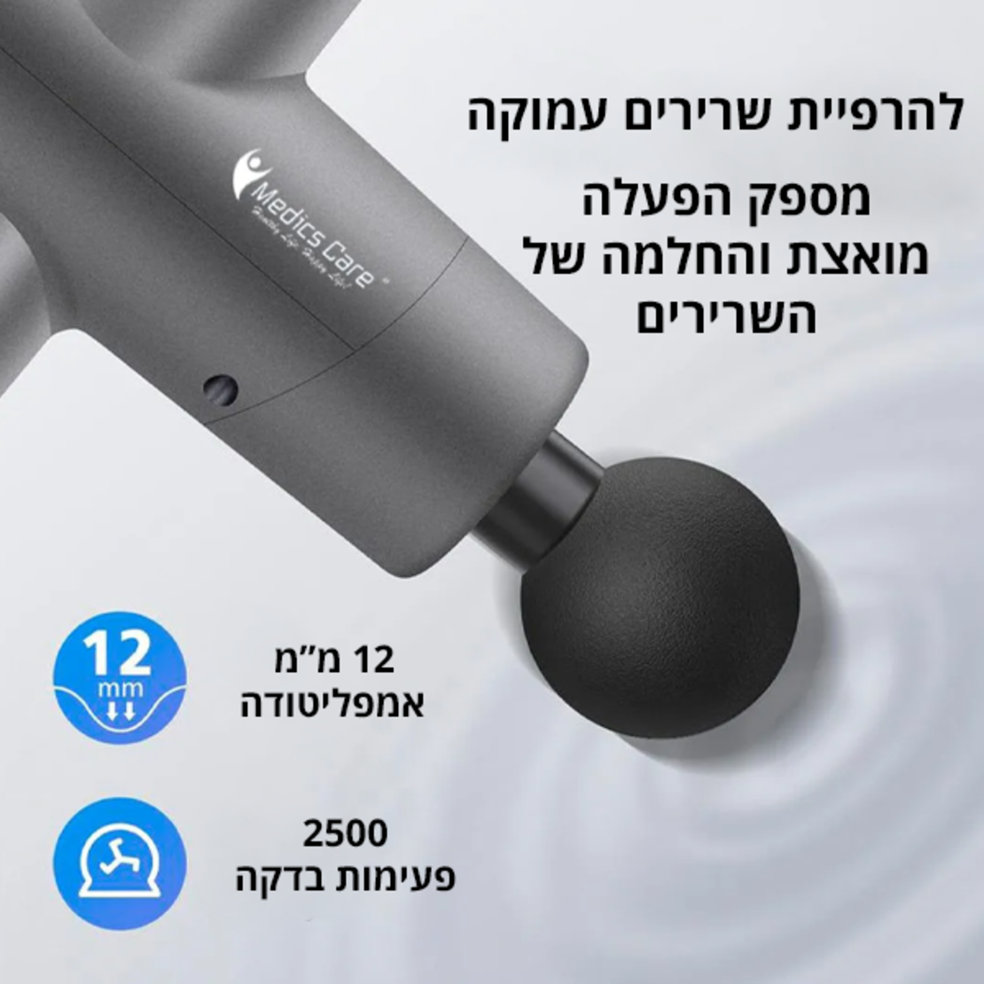 אקדח עיסוי מקצועי + ראש מתחמם