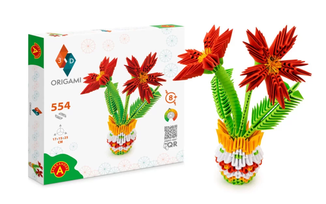 אוריגמי 3D - עציץ פרחים