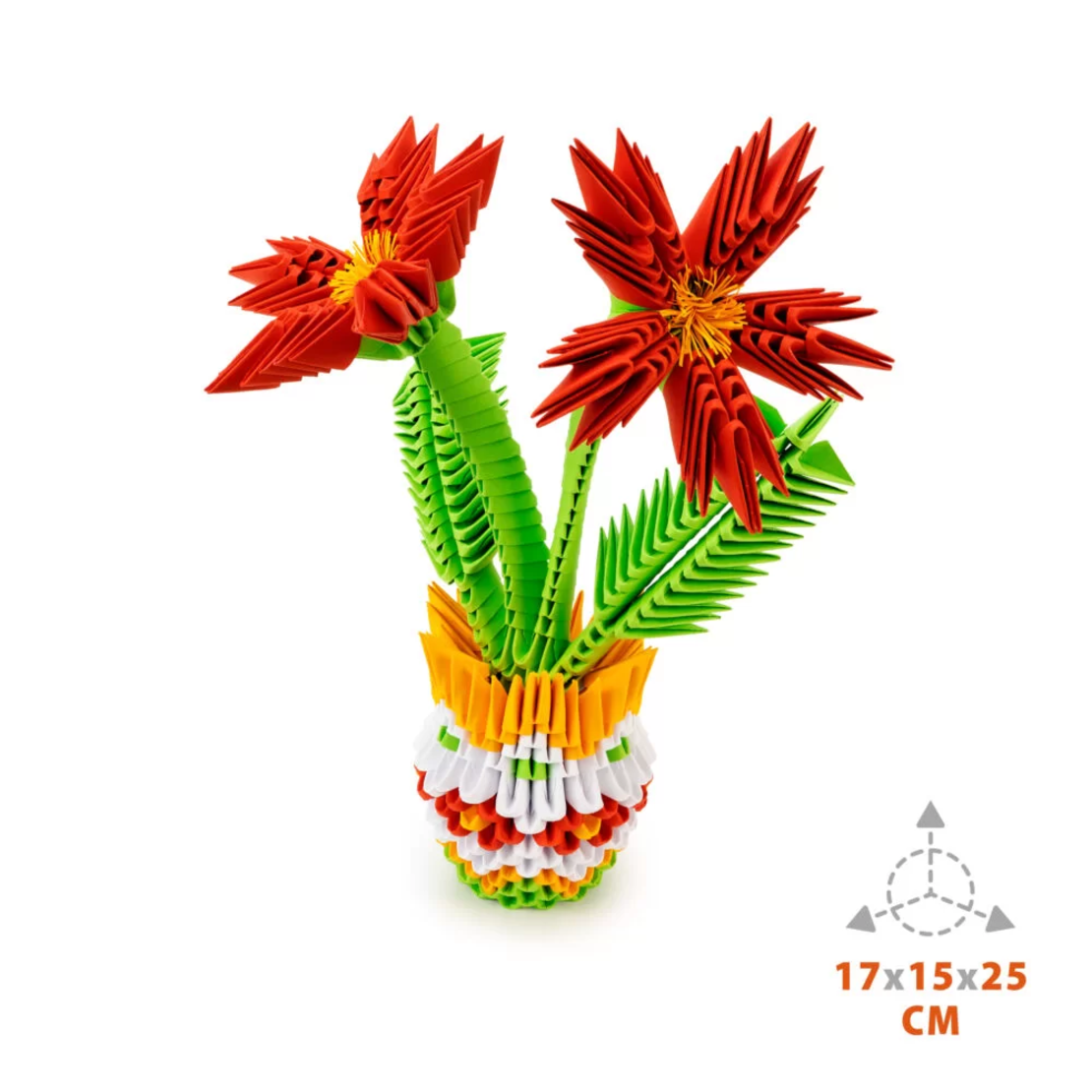 אוריגמי 3D - עציץ פרחים