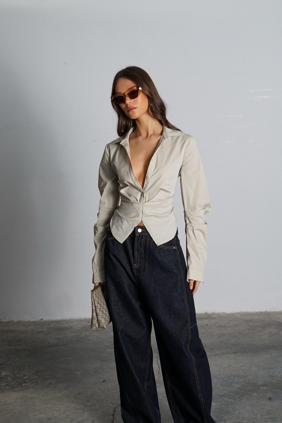 חולצת סאנסה - בז