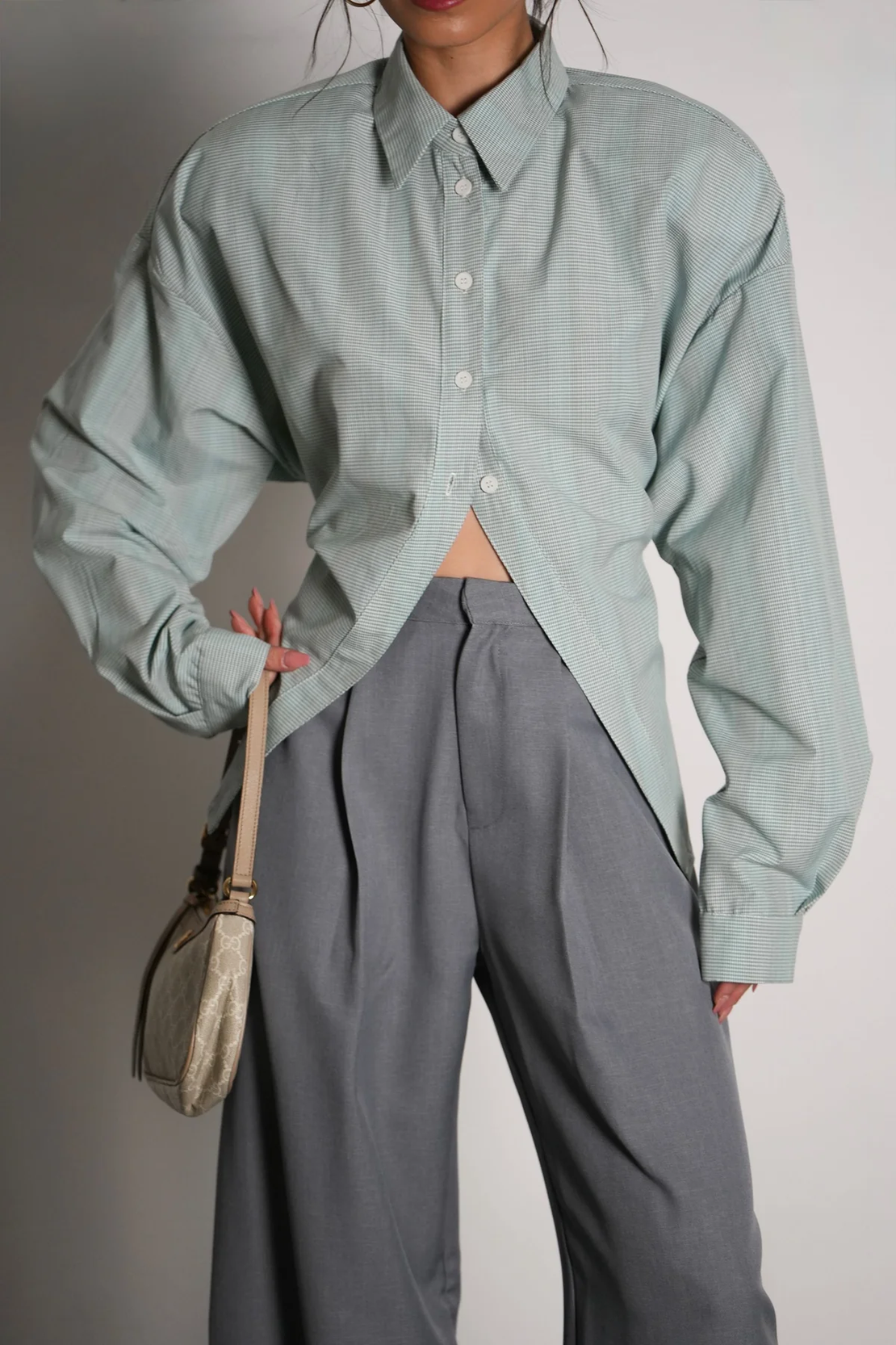 חולצת סילברה משובצת ירוק בהיר