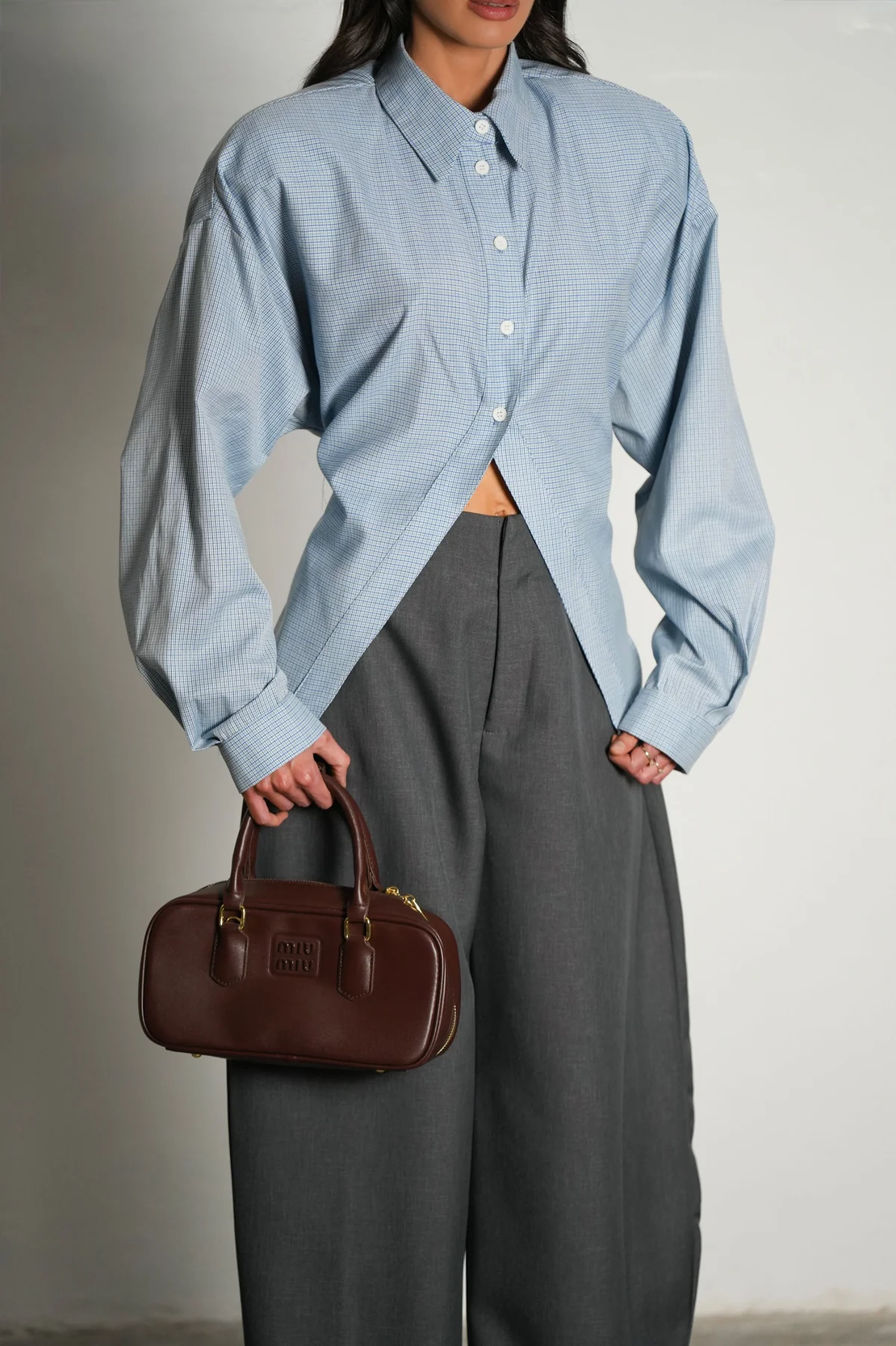 חולצת סילברה משובצת תכלת