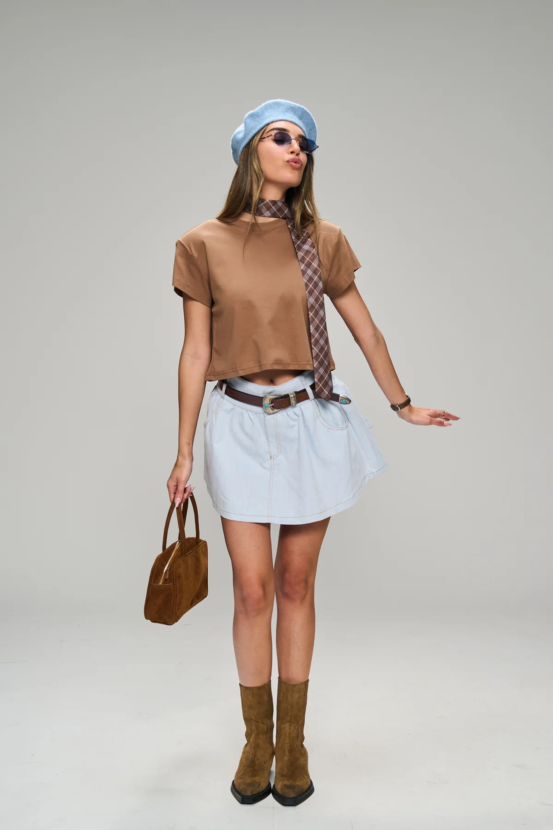 חצאית לולן- ג׳ינס בהיר