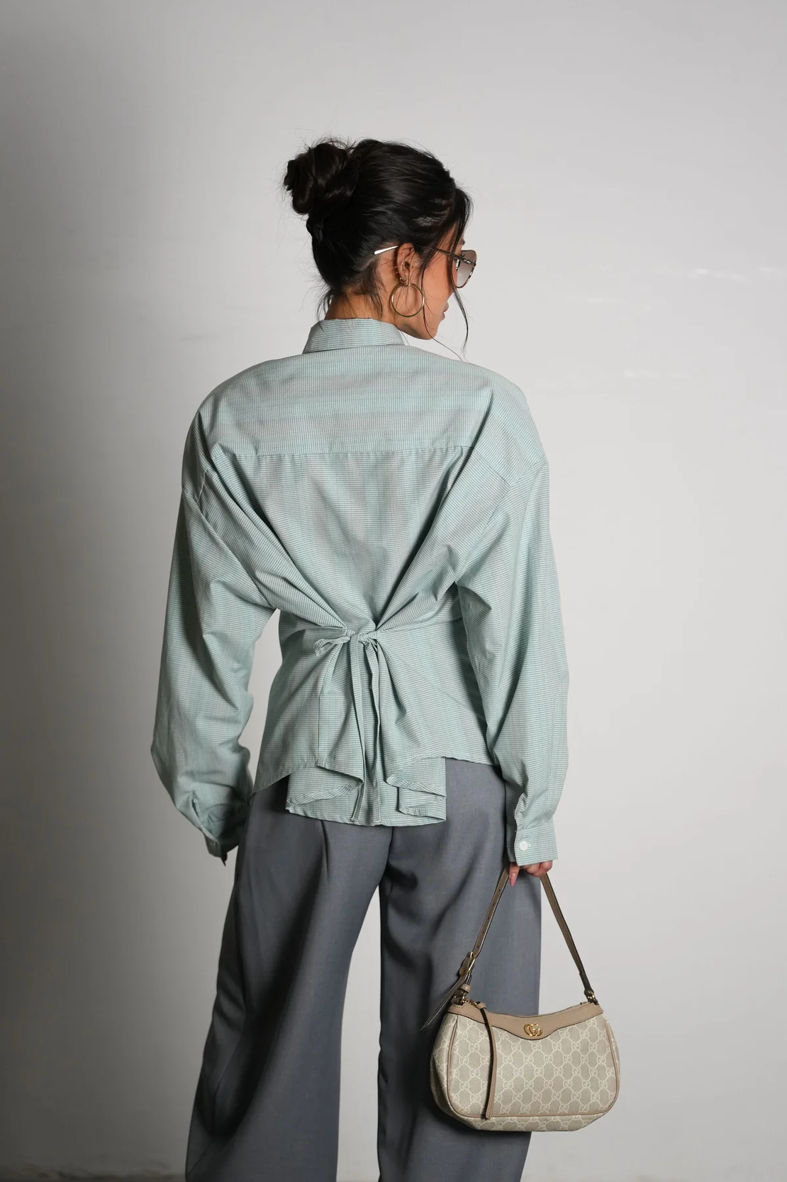 חולצת סילברה משובצת ירוק בהיר