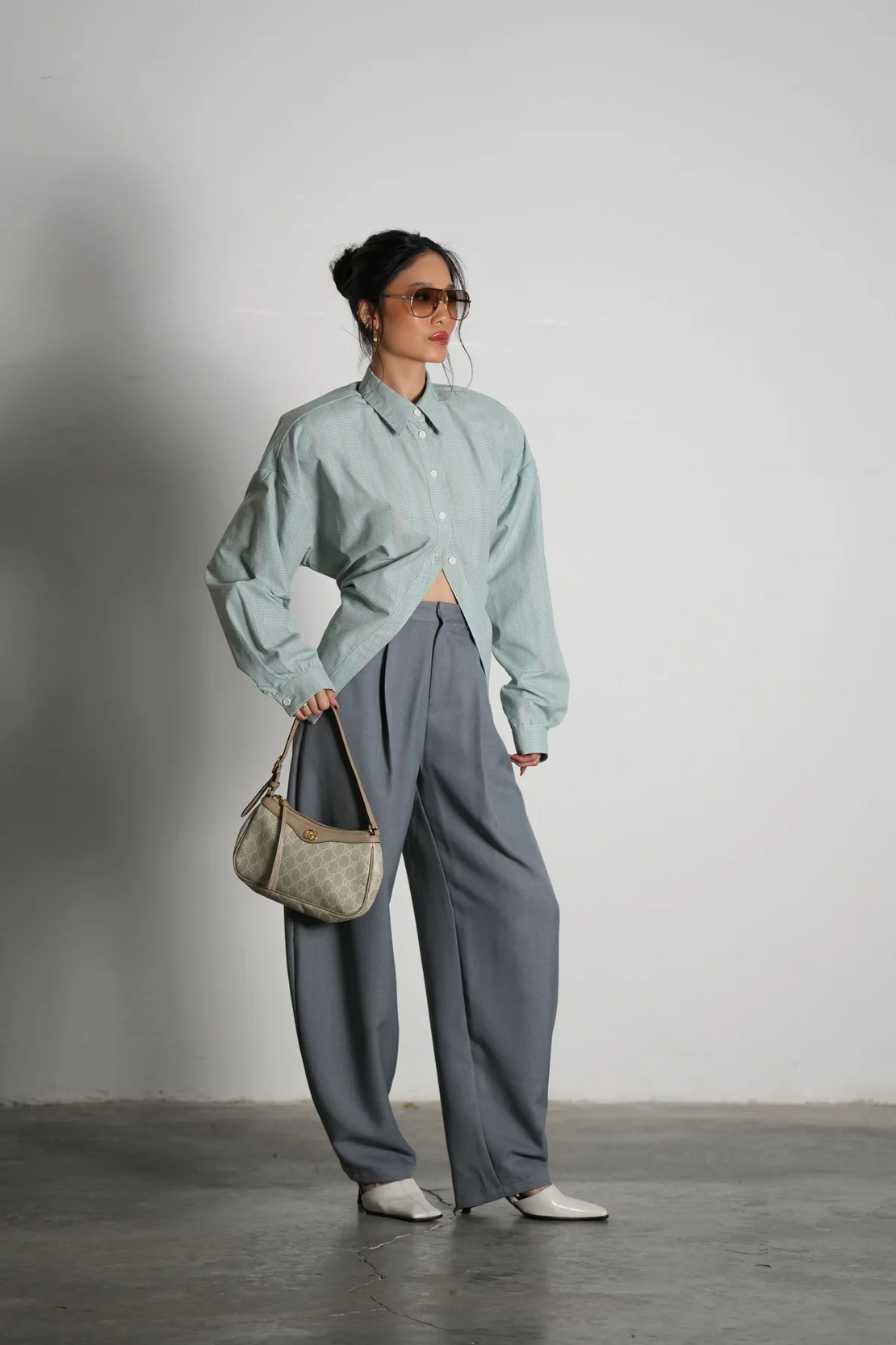 חולצת סילברה משובצת ירוק בהיר