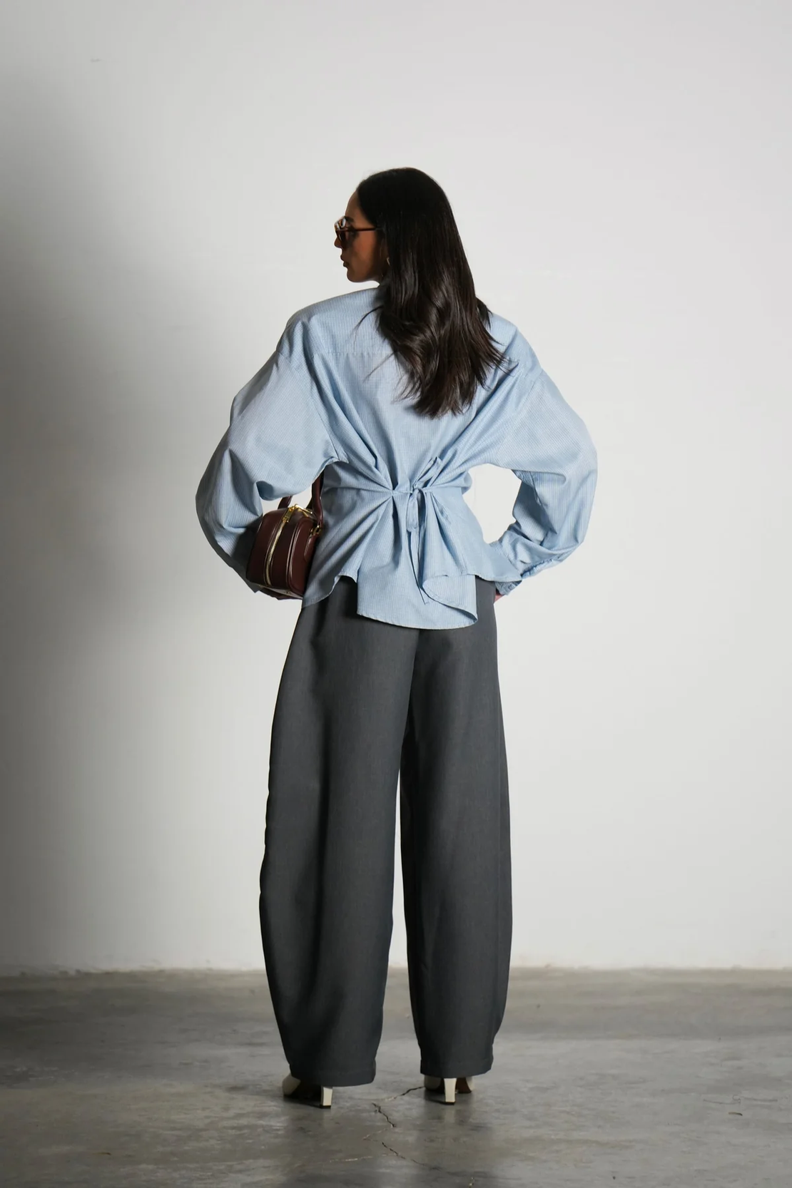 חולצת סילברה משובצת תכלת