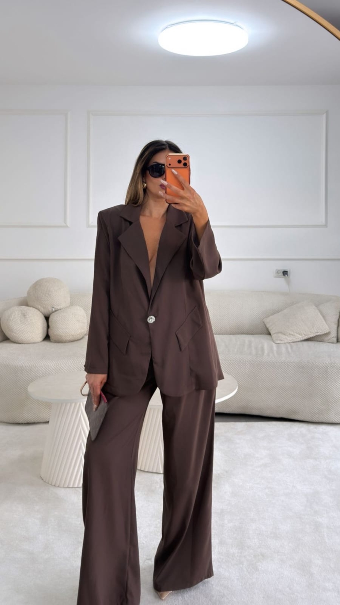 חליפת כפתור יהלום- שוקולד