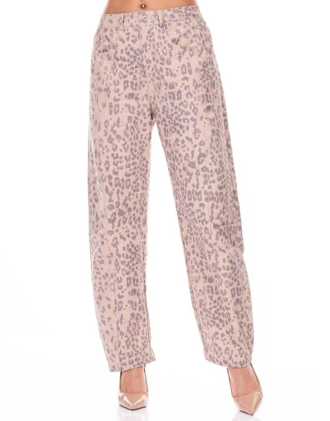 מכנס ג׳ינס הדפס מנומר