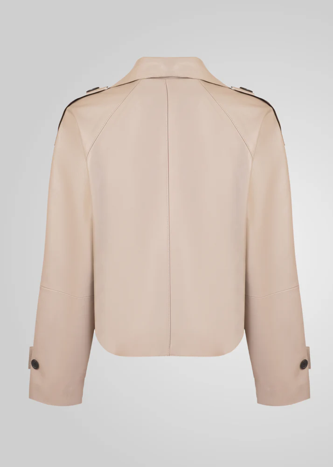 מעיל עור חצי שרוול רחב- אבן