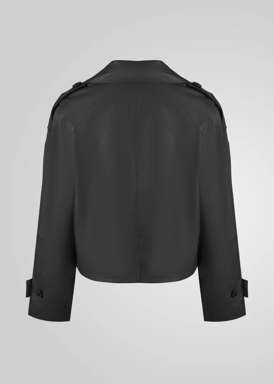 מעיל עור חצי שרוול רחב- שחור