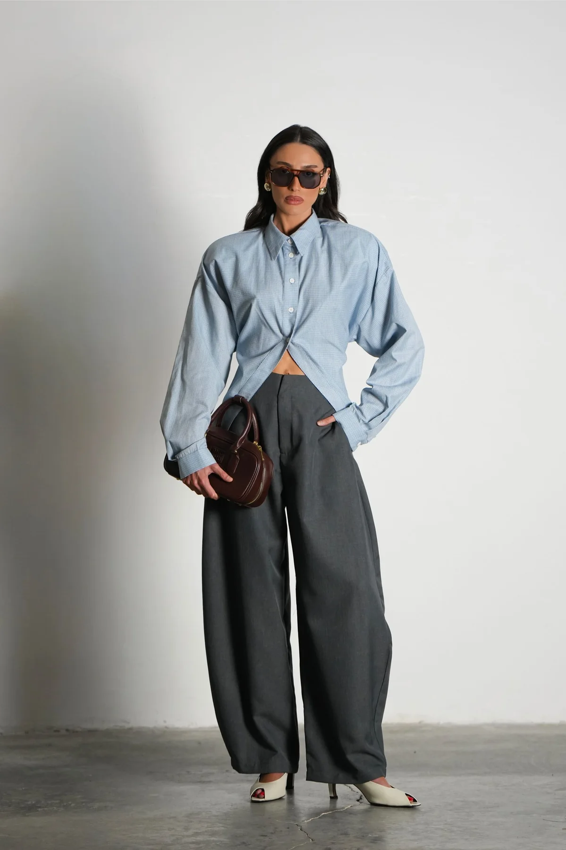 חולצת סילברה משובצת תכלת