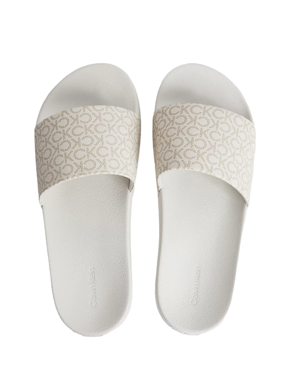 כפכף סלייד לוגואים C.K- לבן