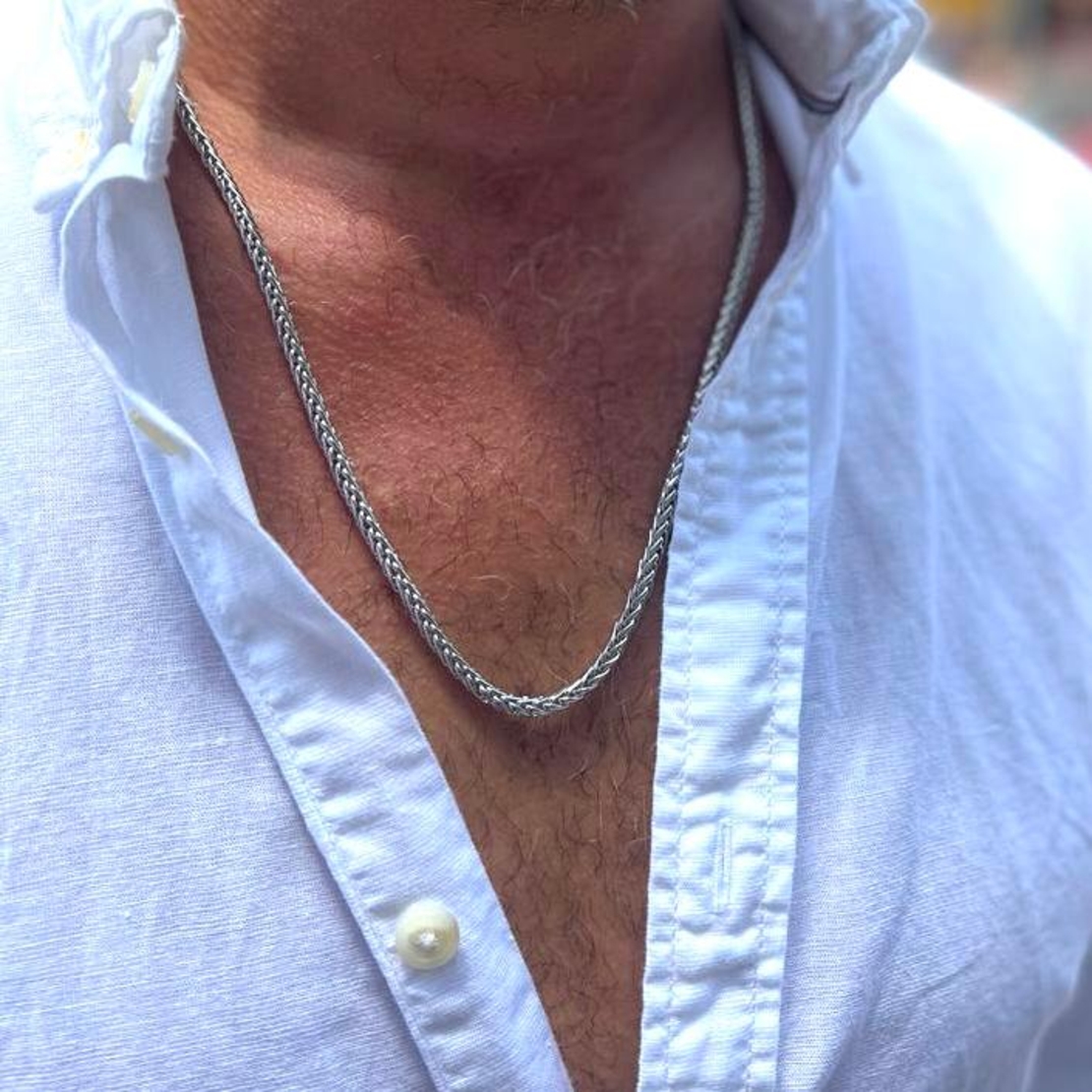 שרשרת לגבר סגנון חבל כסוף