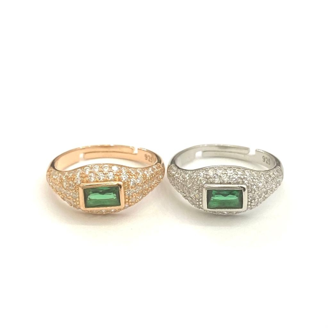 טבעת זרת כסף 925 אבן ירוקה