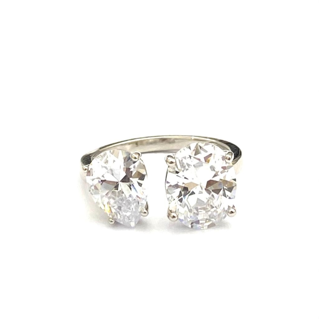 טבעת MIEL - כסף 925 2 אבנים כסופות