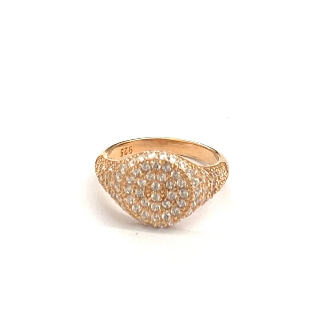 טבעת לזרת משובצת - כסף 925 בציפוי רוז גולד