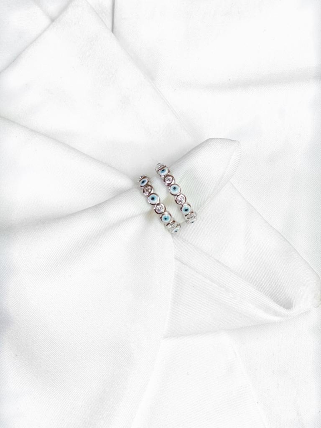 טבעת כסף עיניים תכלת