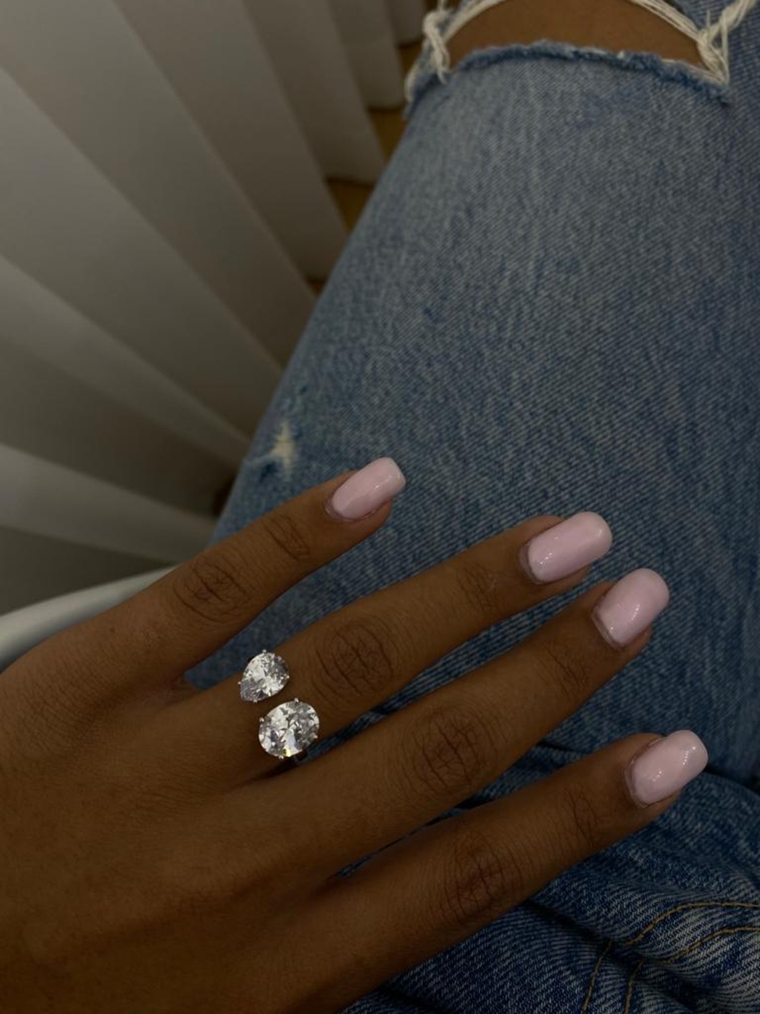 טבעת MIEL - כסף 925 2 אבנים כסופות