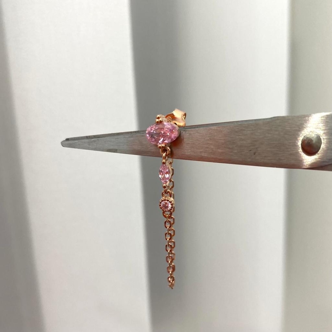 עגיל MIEL - כסף 925 בציפוי רוז גולד בשילוב ורוד