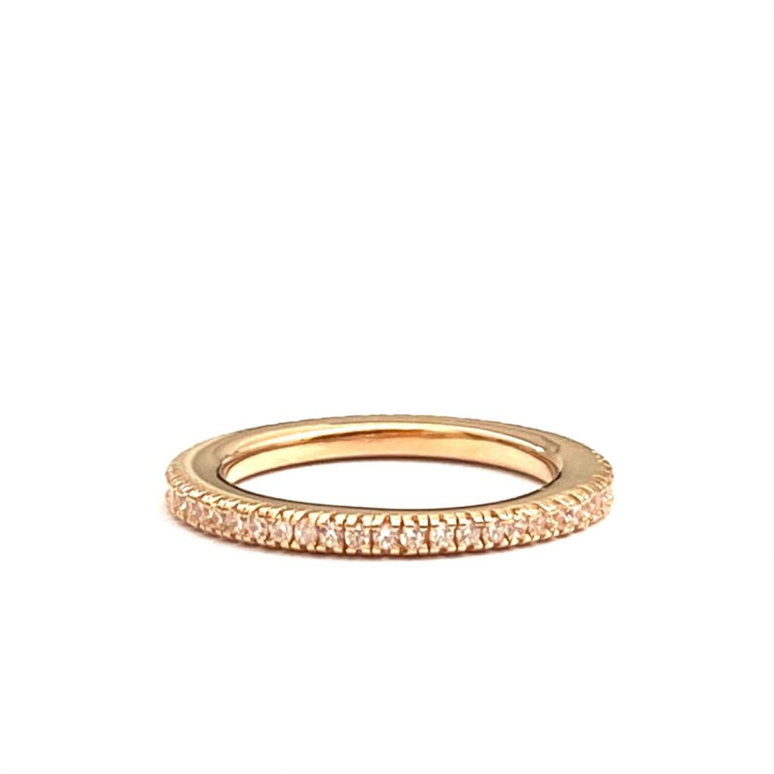 טבעת זרת כסף 925 בציפוי רוז גולד - פס זרקונים